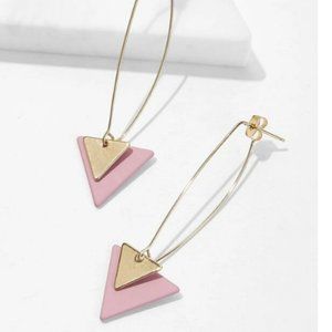 Double Triangle Decor Drop Earrings 1pair